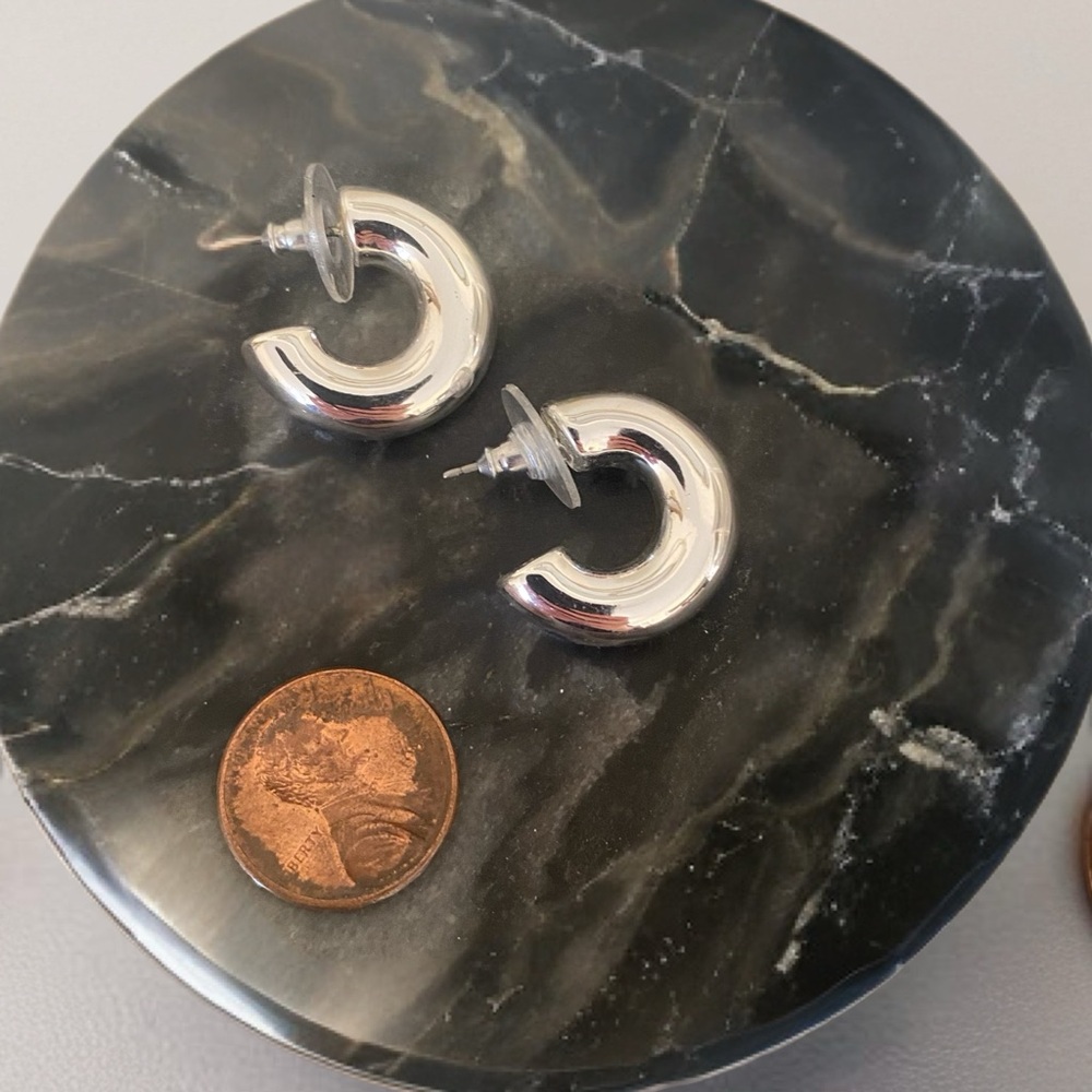 J. Crew Shiny Silver Earrings - Picture 3 of 3